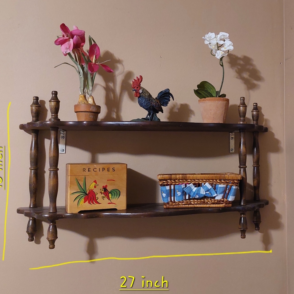 2 tier wooden hanging shelf